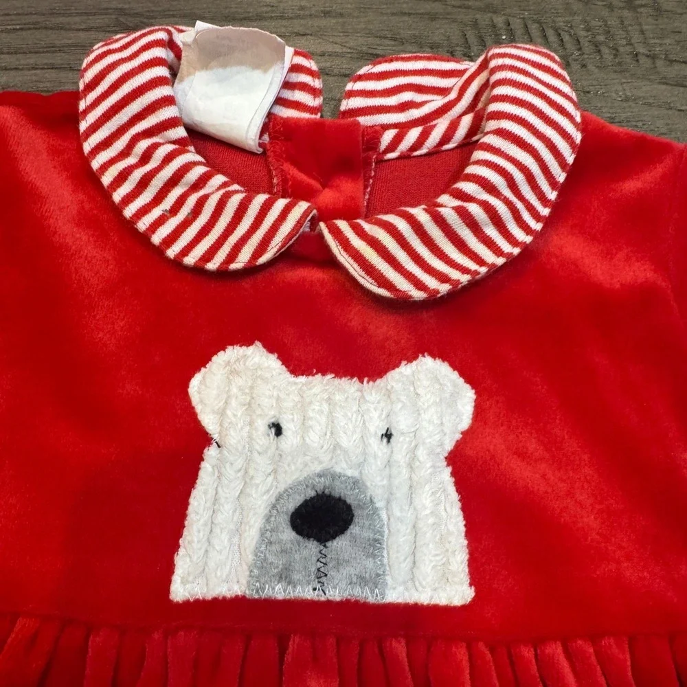 Vintage Sweet Potatoes Red Velvet Polar Bear Dress Infant‎ 12 Months Holiday